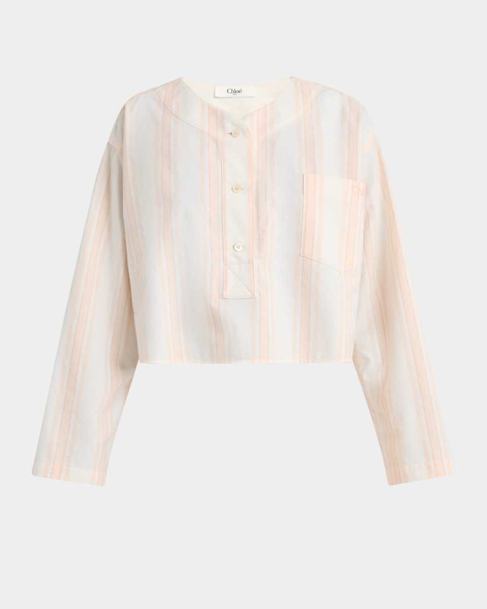 Striped Long-Sleeve Crop Top